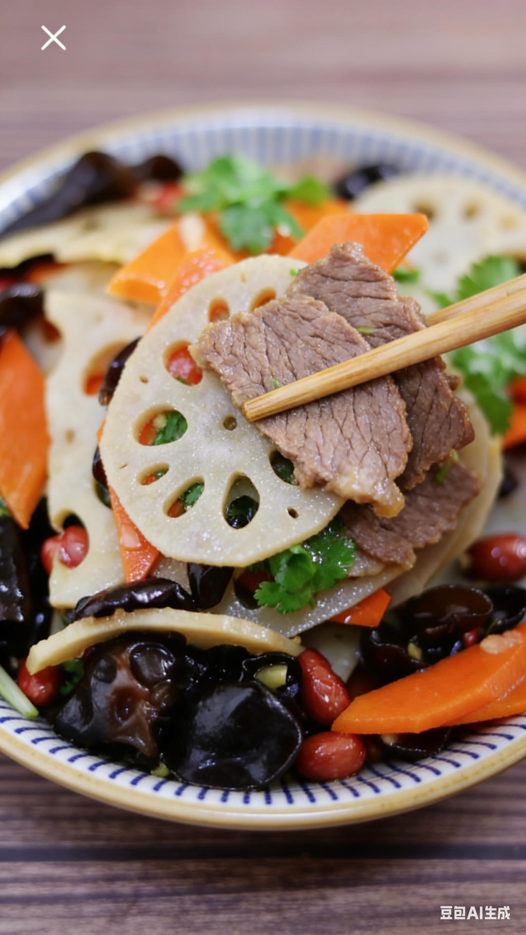 苹果牛肉凉拌藕片胡萝卜菠菜豆芽