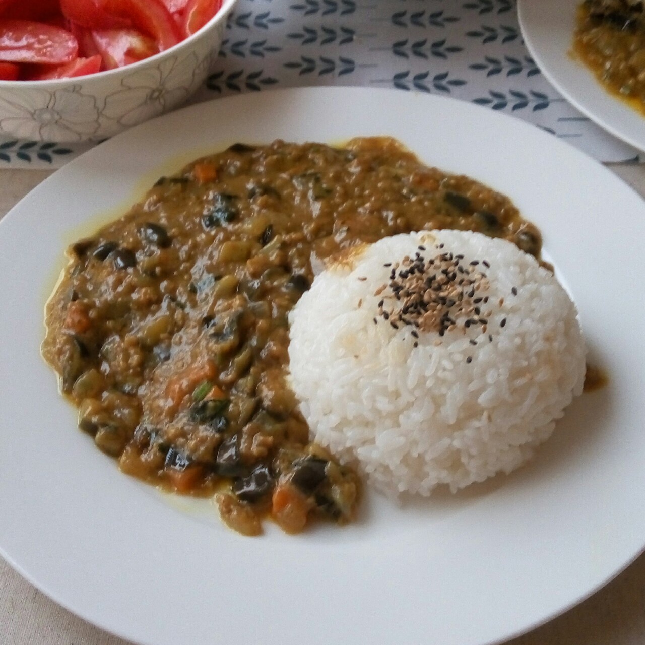 茄子绞肉咖喱饭