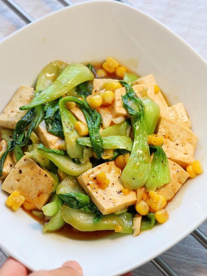 油菜滑豆腐——健康低卡家常菜的做法