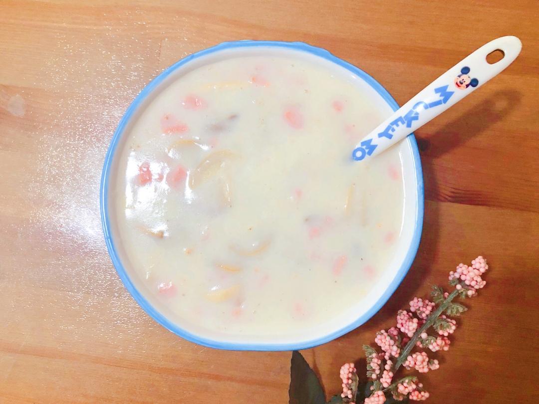 鸡胸虾仁蘑菇浓汤