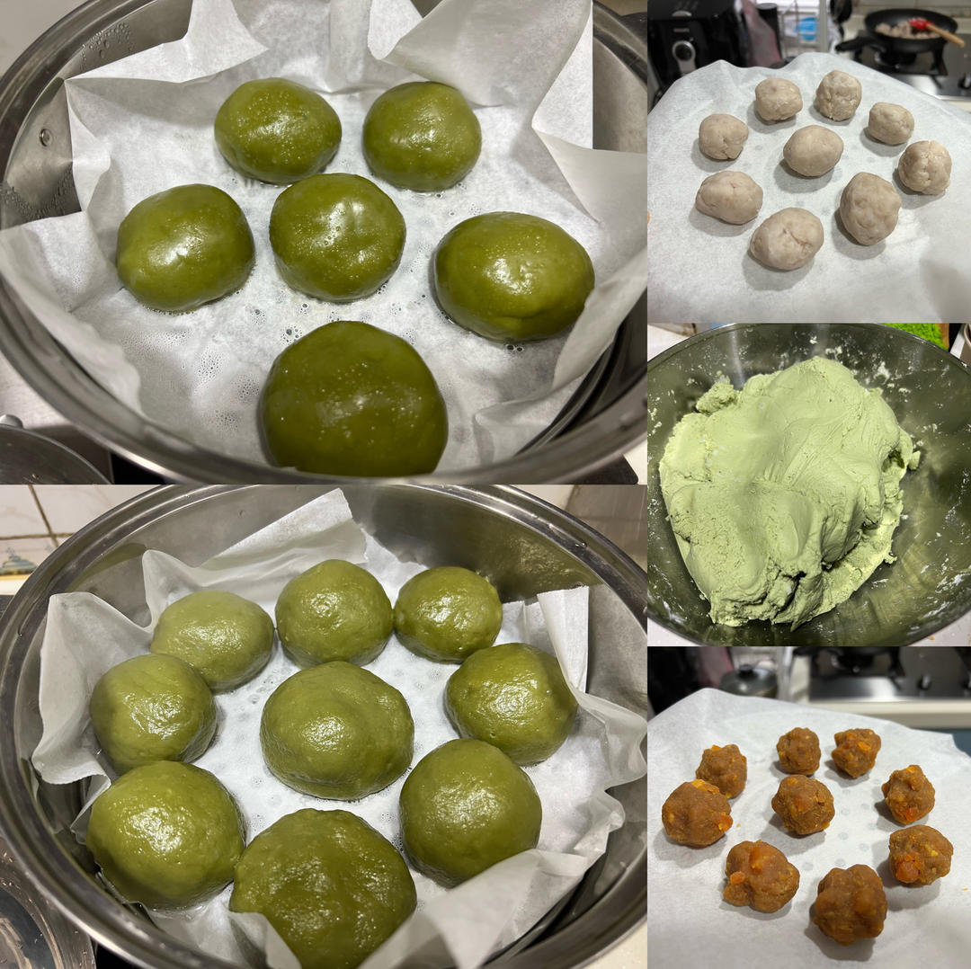 艾草青团(肉松馅儿)