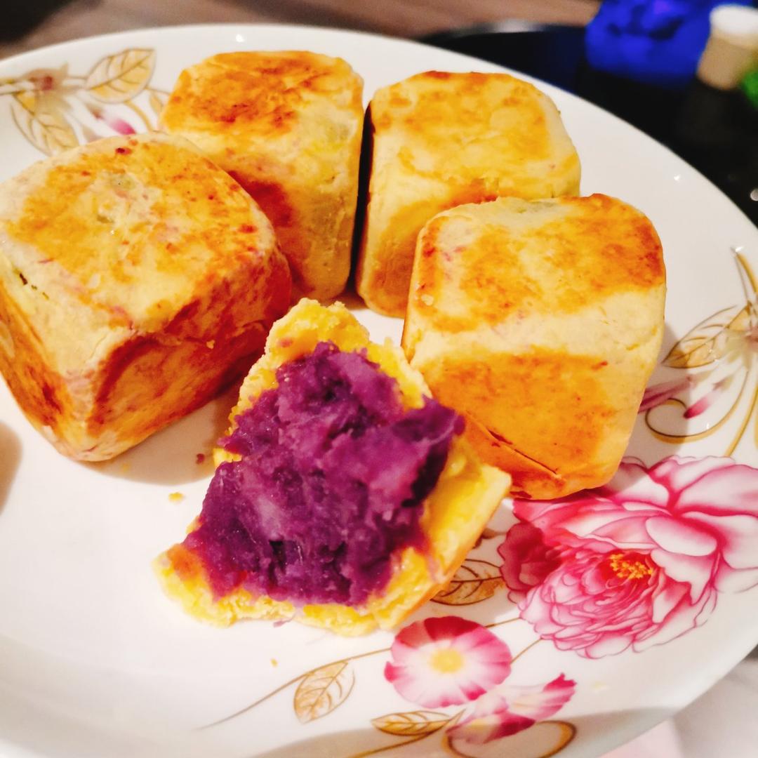 网红爆浆香芋紫薯仙豆糕，只需一口平底锅