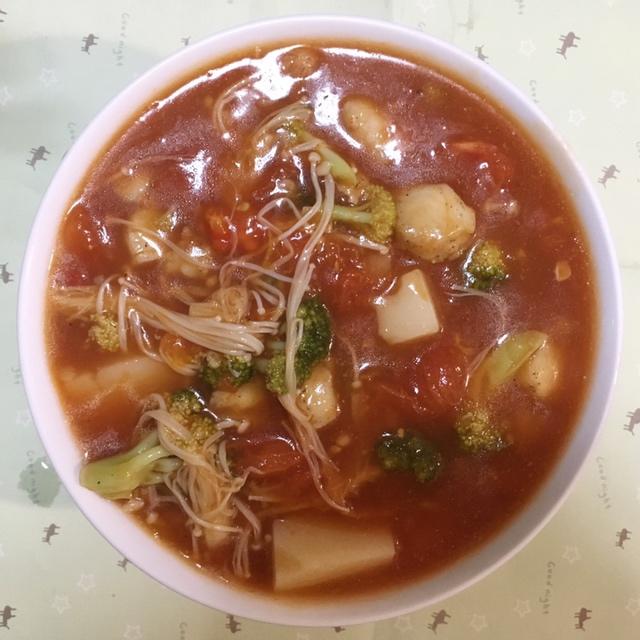番茄金针菇巴沙鱼（龙利鱼）