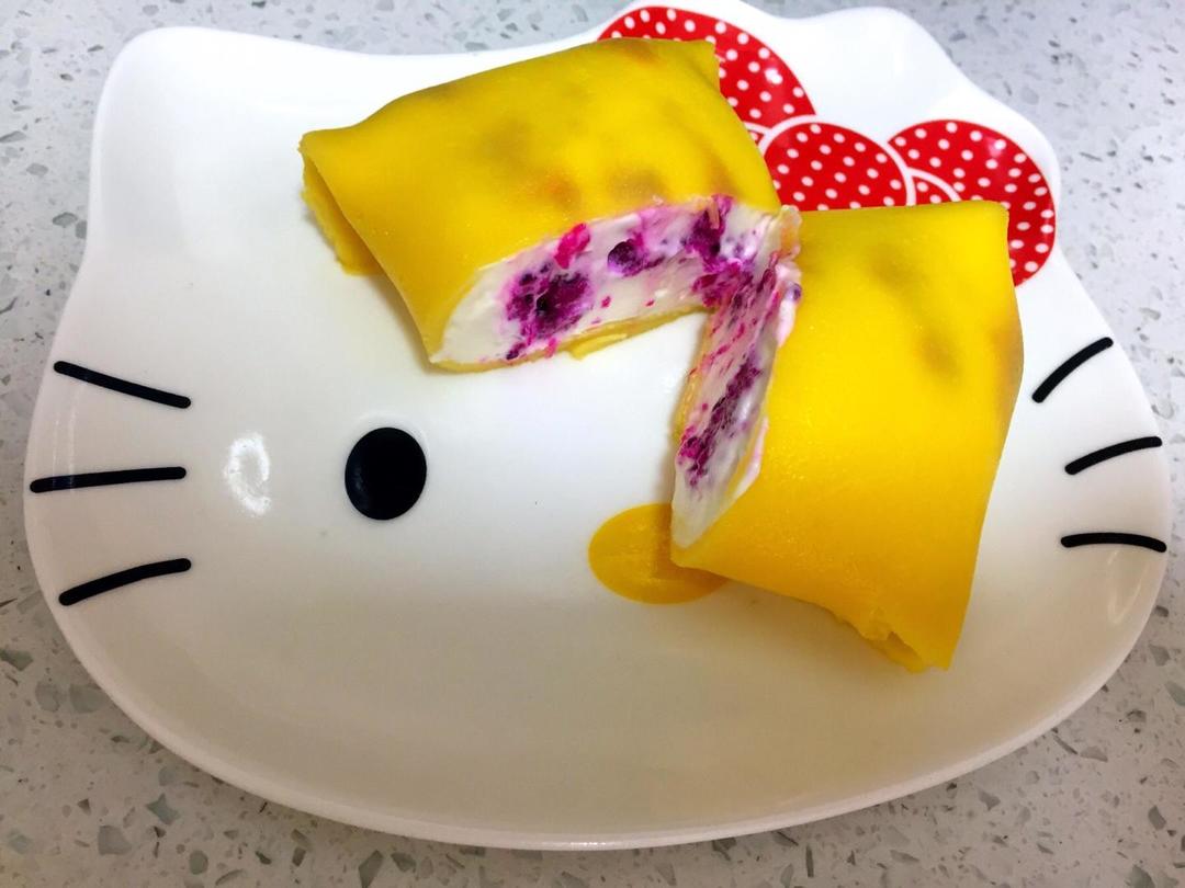 千层蛋糕or班戟～（红心火龙果版）