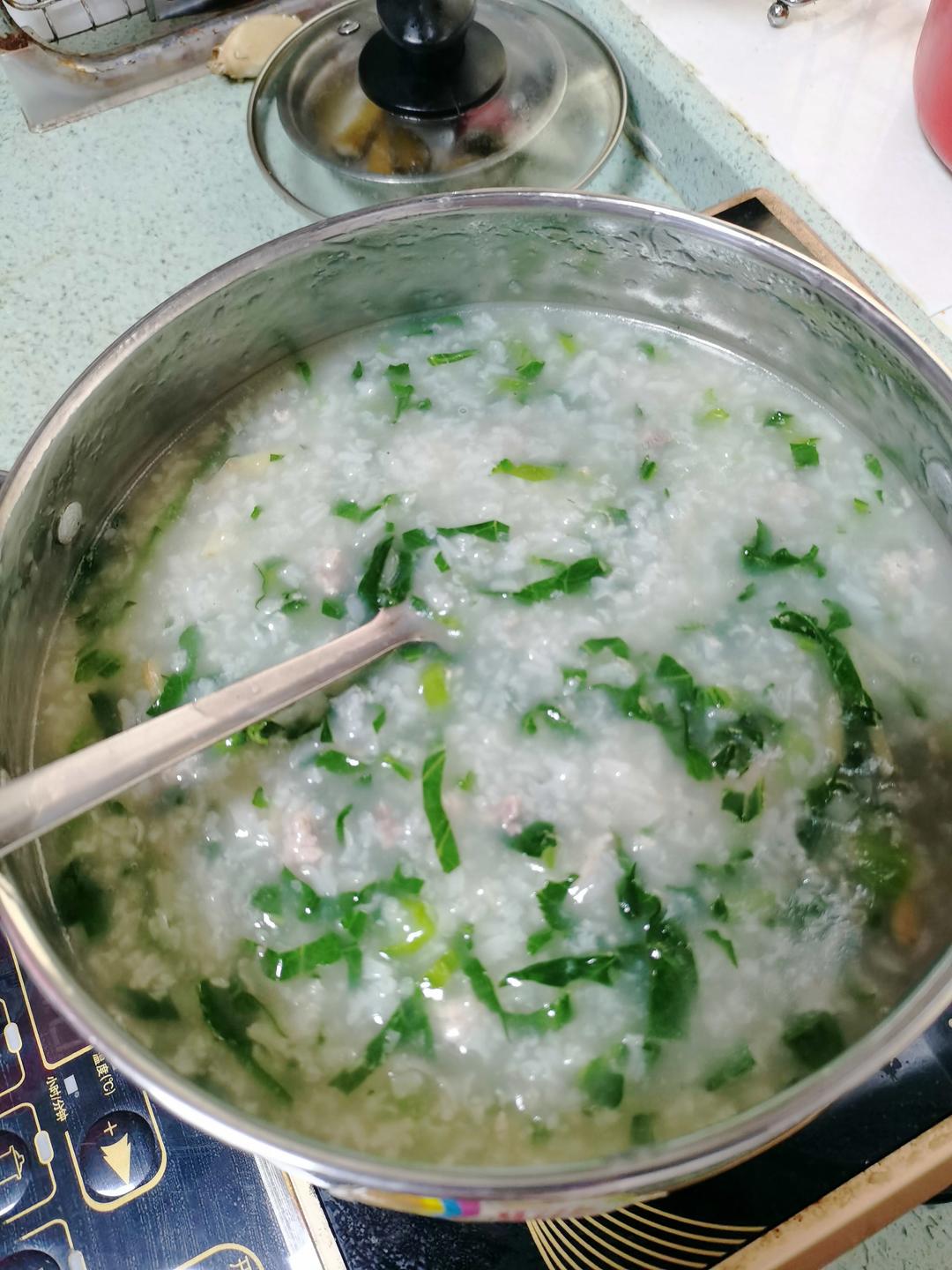 烧骨芥菜粥  —  广东生滚粥