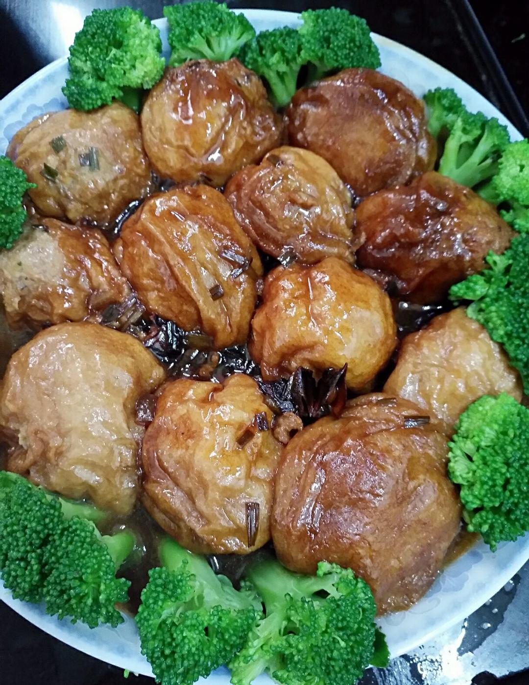 红烧油面筋塞肉