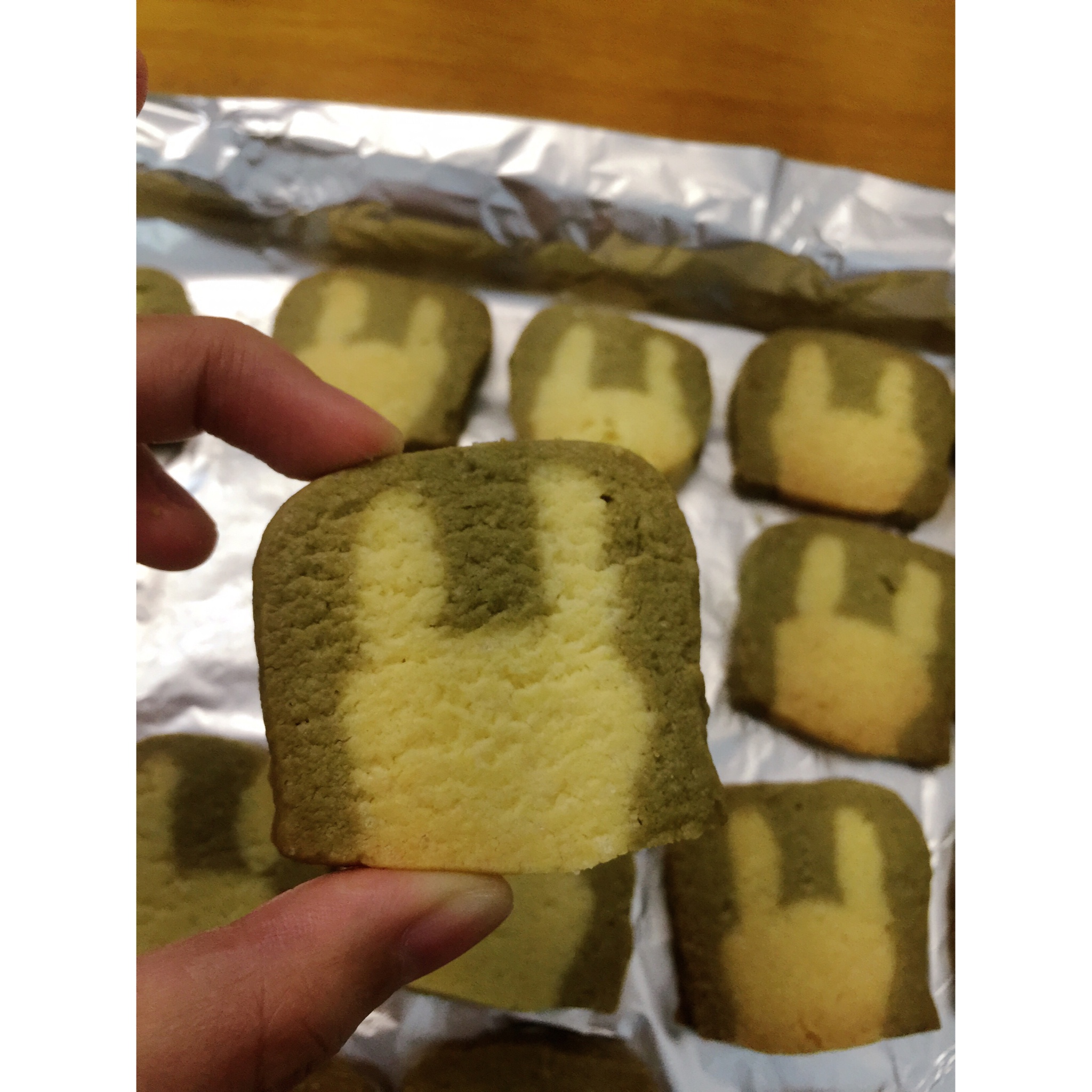 抹茶兔兔曲奇（比熊猫简单！超详细实物图+超良心手绘图）