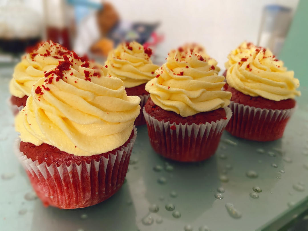 传统红丝绒杯子蛋糕（极软无泡打粉）Red velvet cupcake