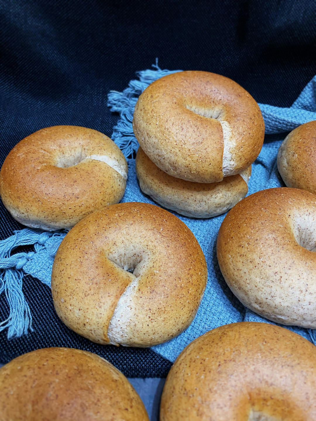 （无油）全麦黑麦贝果bagel~咬劲十足，越嚼越香