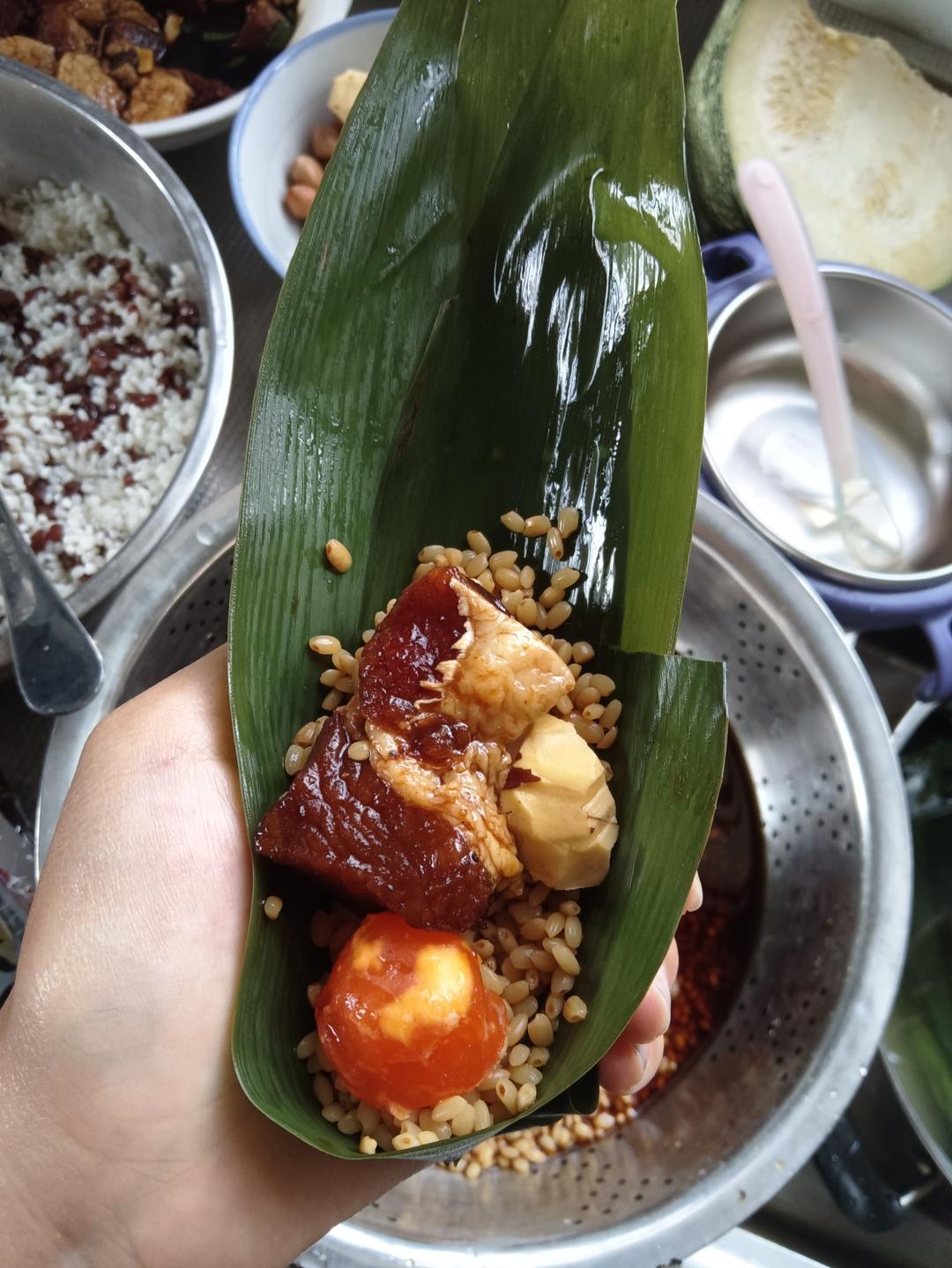咸蛋黄板栗肉粽|㊙️多角度手把手教你包粽子