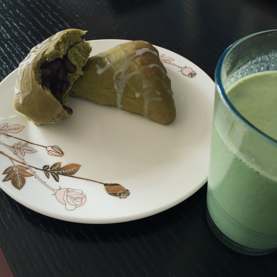 抹茶红豆软面包
