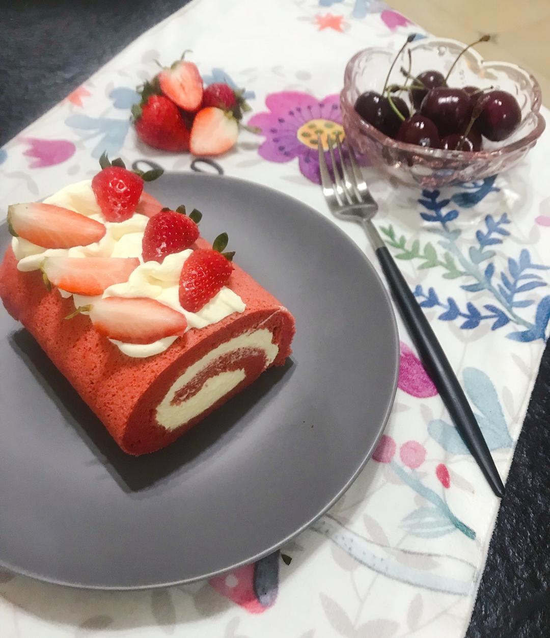 红丝绒蛋糕卷（完美毛巾底）