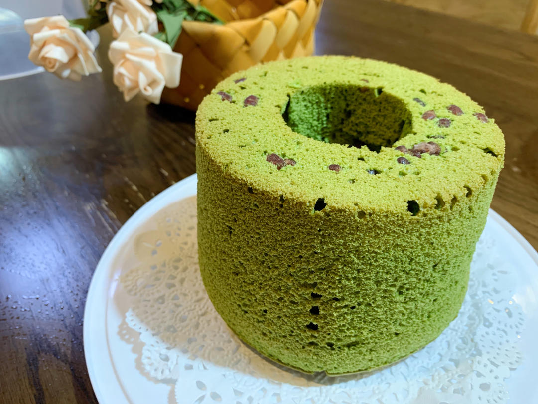细腻绵软抹茶红豆戚风【附蜜红豆分布均匀小技巧】