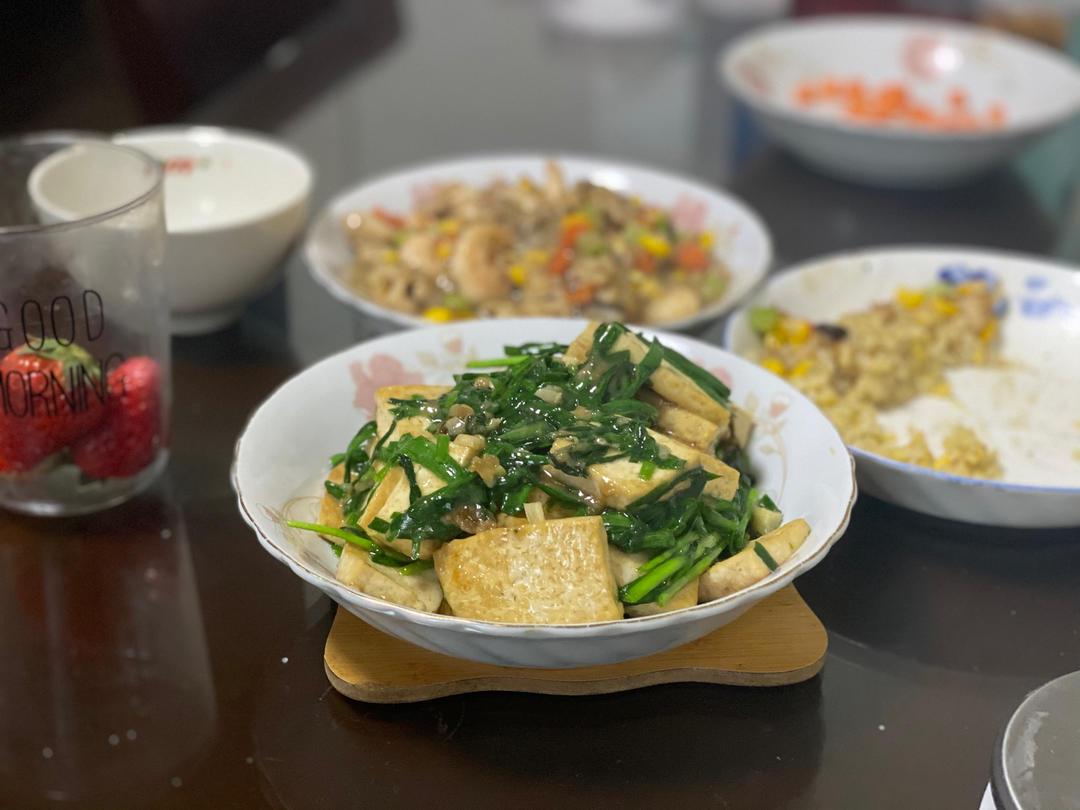 豆腐炒韭菜