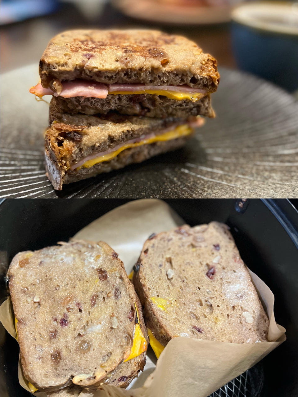 空气炸锅法式烤火腿和奶酪三明治