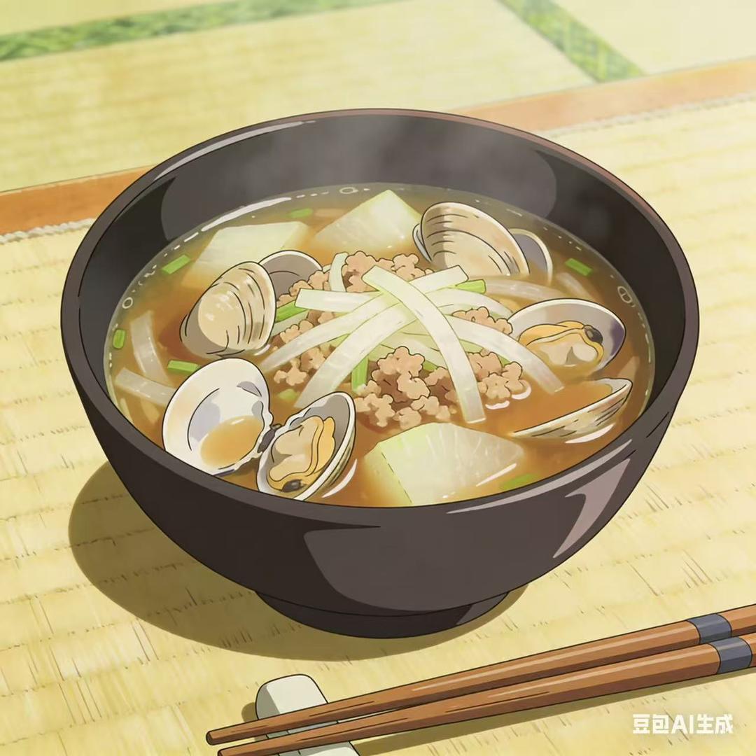 花蛤肉末鲜味噌汤（无海带版）