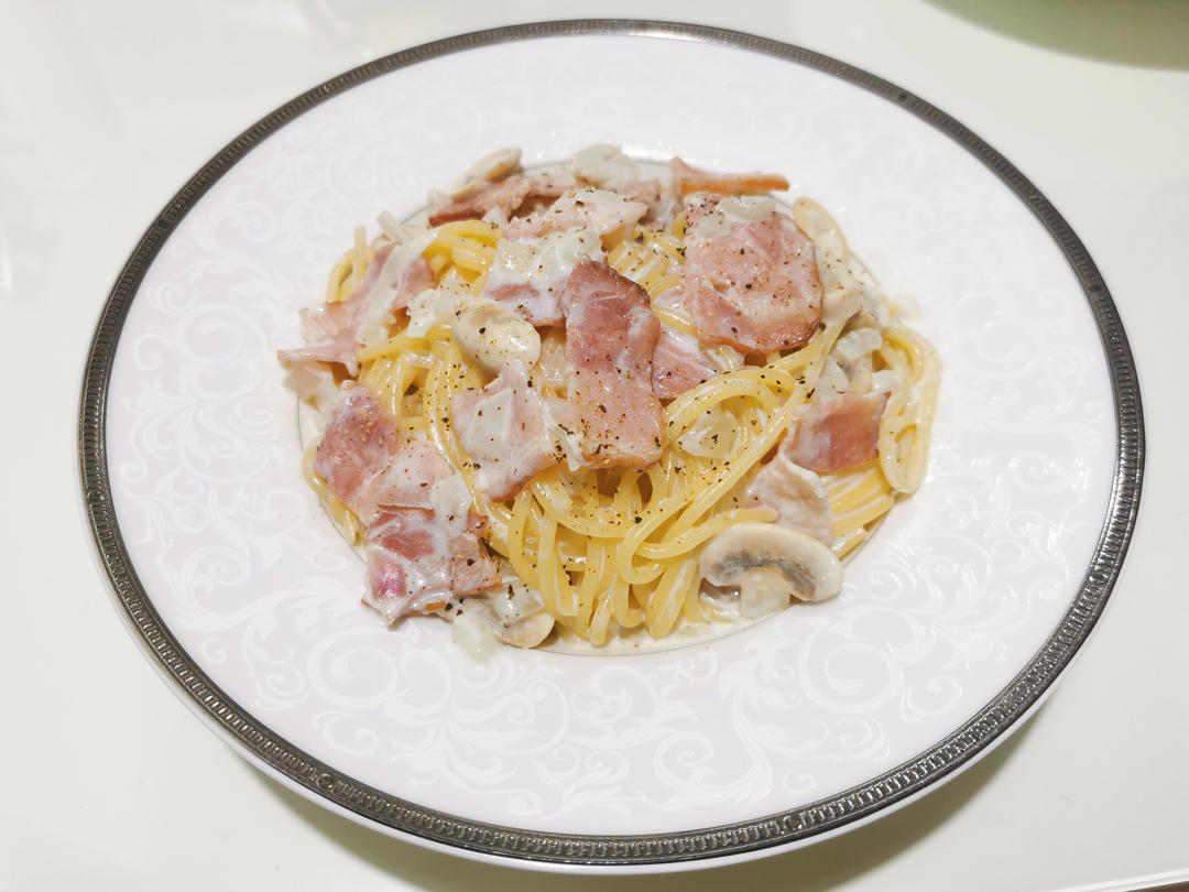 低卡伪白酱奶油培根蘑菇意大利面｜#Healthymeals# 减脂必撸02