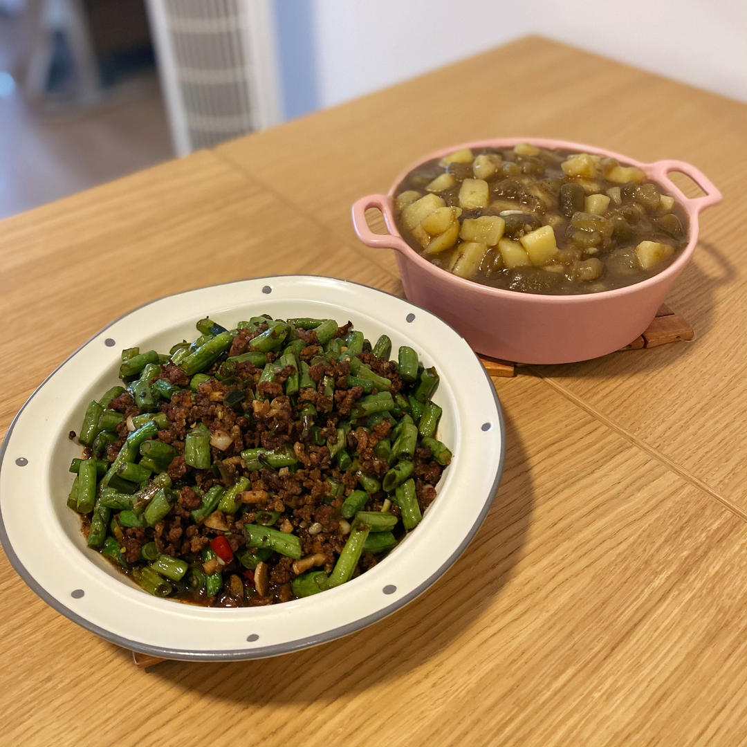 肉沫豆角下饭菜
