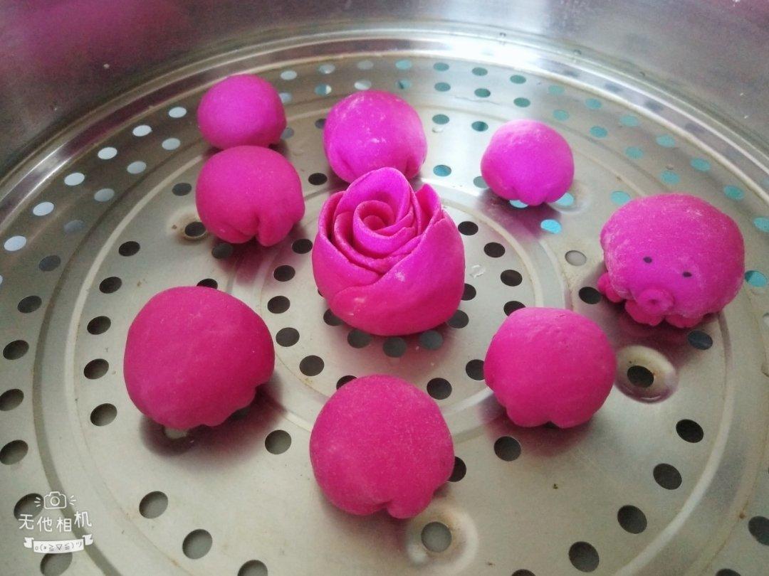 红心火龙果汁奶香刀切小馒头