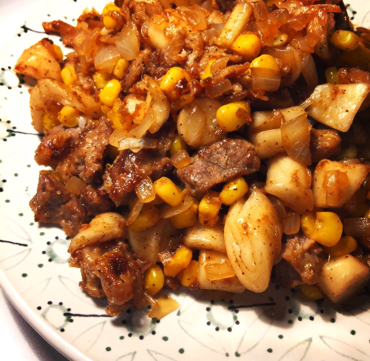 黑椒年糕牛肉粒