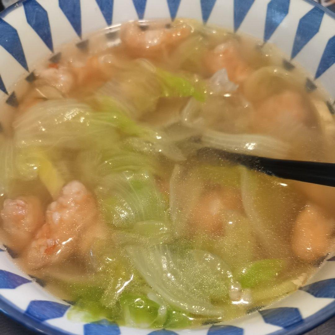 粉丝西生菜虾滑汤