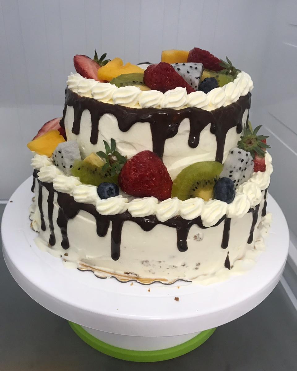 catherine_y做的巧克力淋面双层蛋糕