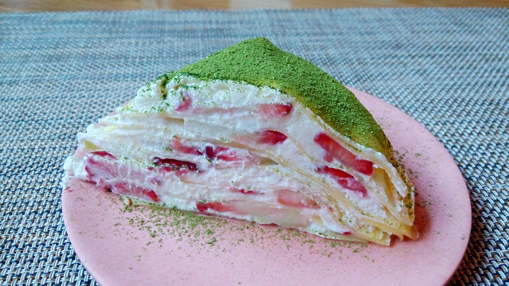 抹茶草莓千层蛋糕（可丽饼）mille crepe cake