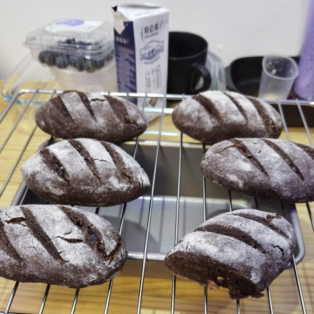 全麦可可蓝莓黑巧欧包(低卡无糖无油)