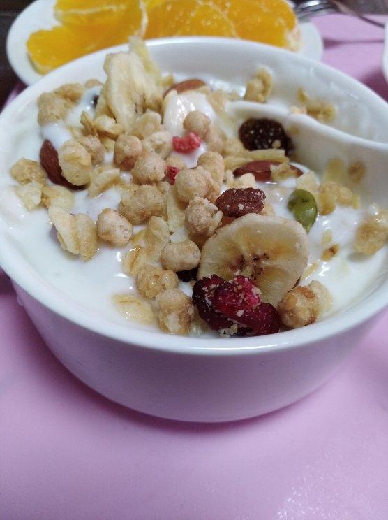 北国下过雪做的水果坚果酸奶