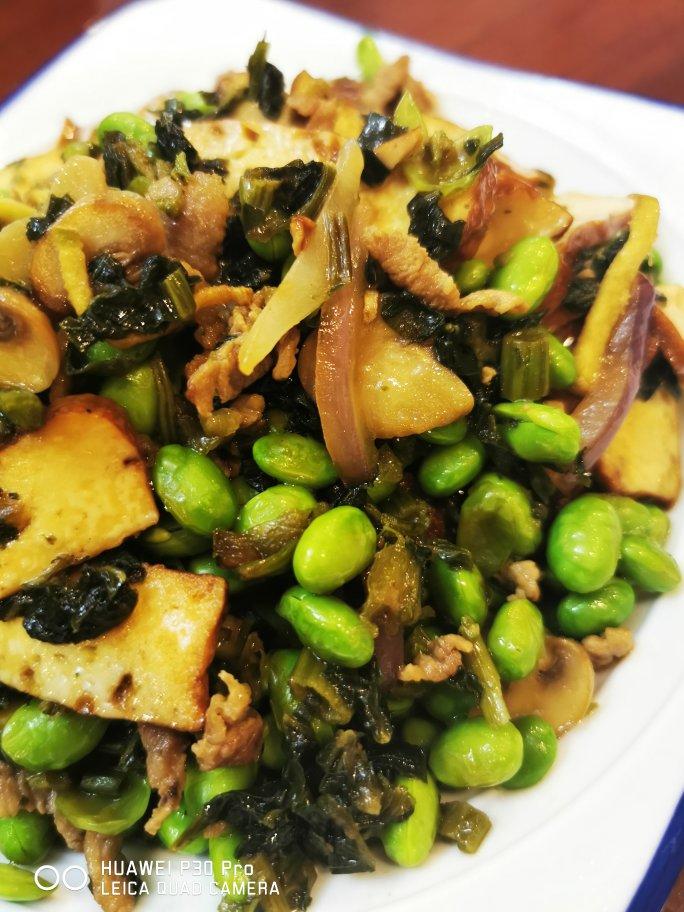 豆干炒咸菜毛豆