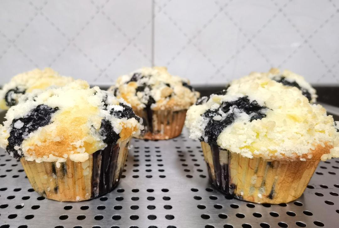 【萌萌大蘑菇头】酥粒蓝莓麦芬