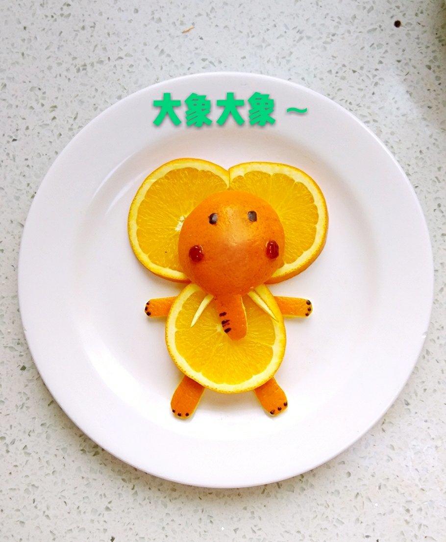 敦敦3719做的趣味水果拼盘—大象