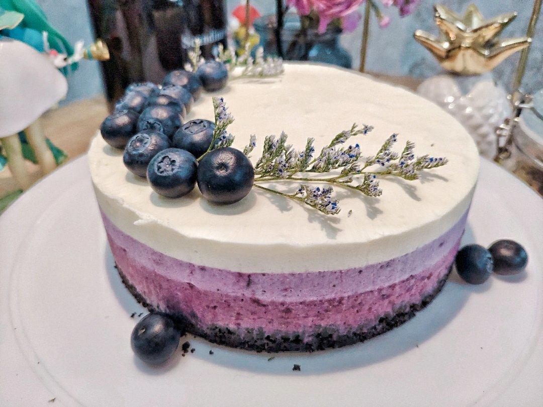 渐变蓝莓冻芝士蛋糕（免烤）