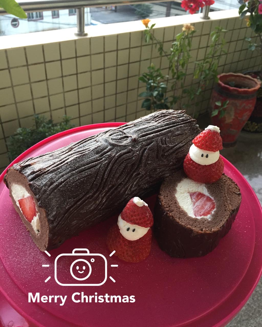 超好吃的圣诞节树干蛋糕叫树桩蛋糕也可哈