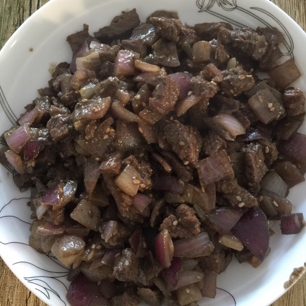 孜然洋葱炒牛肉粒