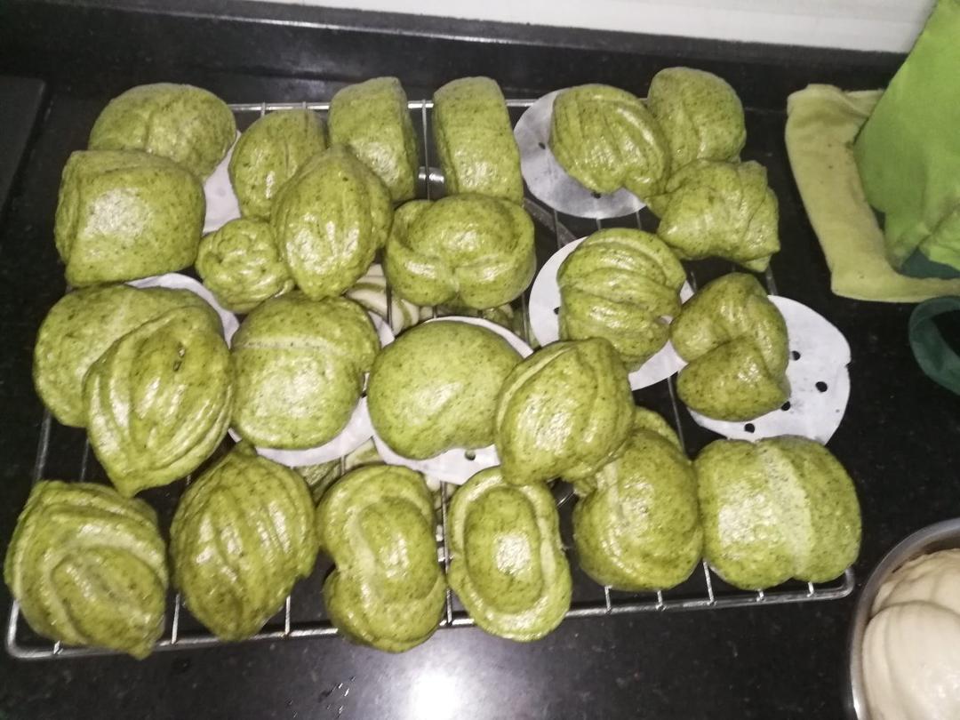 菠菜汁心形馒头 花卷（一次性发酵超治愈）