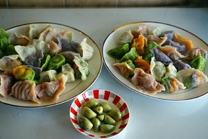荠菜水饺～彩色、彩虹（高压锅版）的做法 步骤36