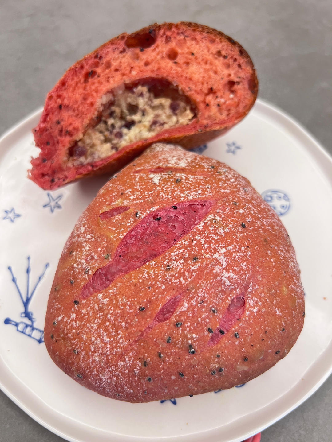 火龙果奶酪软欧包、烫种