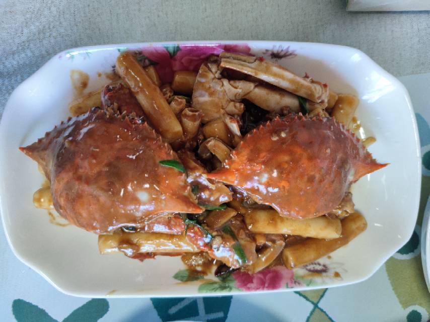 梭子蟹炒年糕～标准的江浙菜