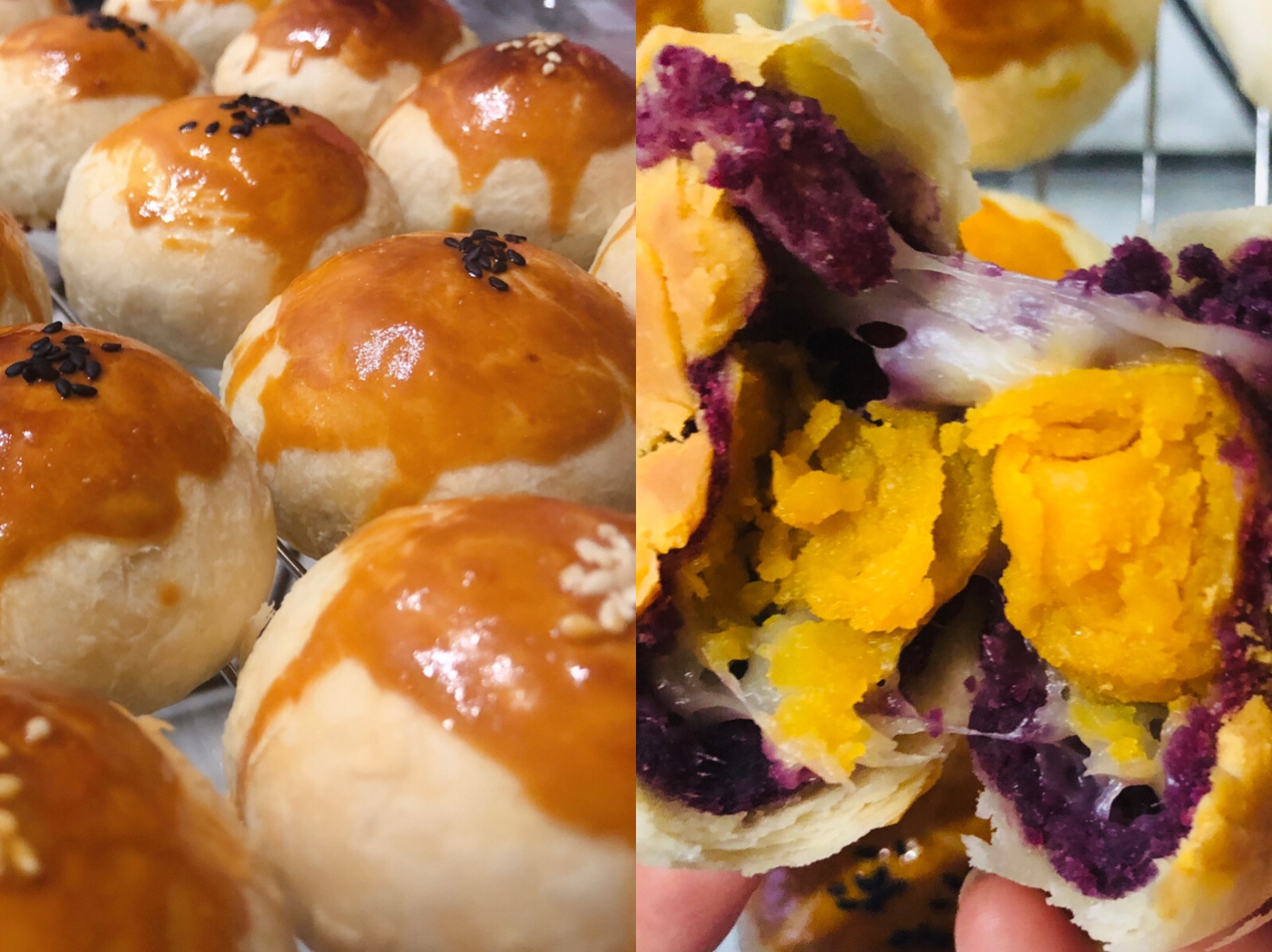 紫薯拉丝蛋黄酥的做法