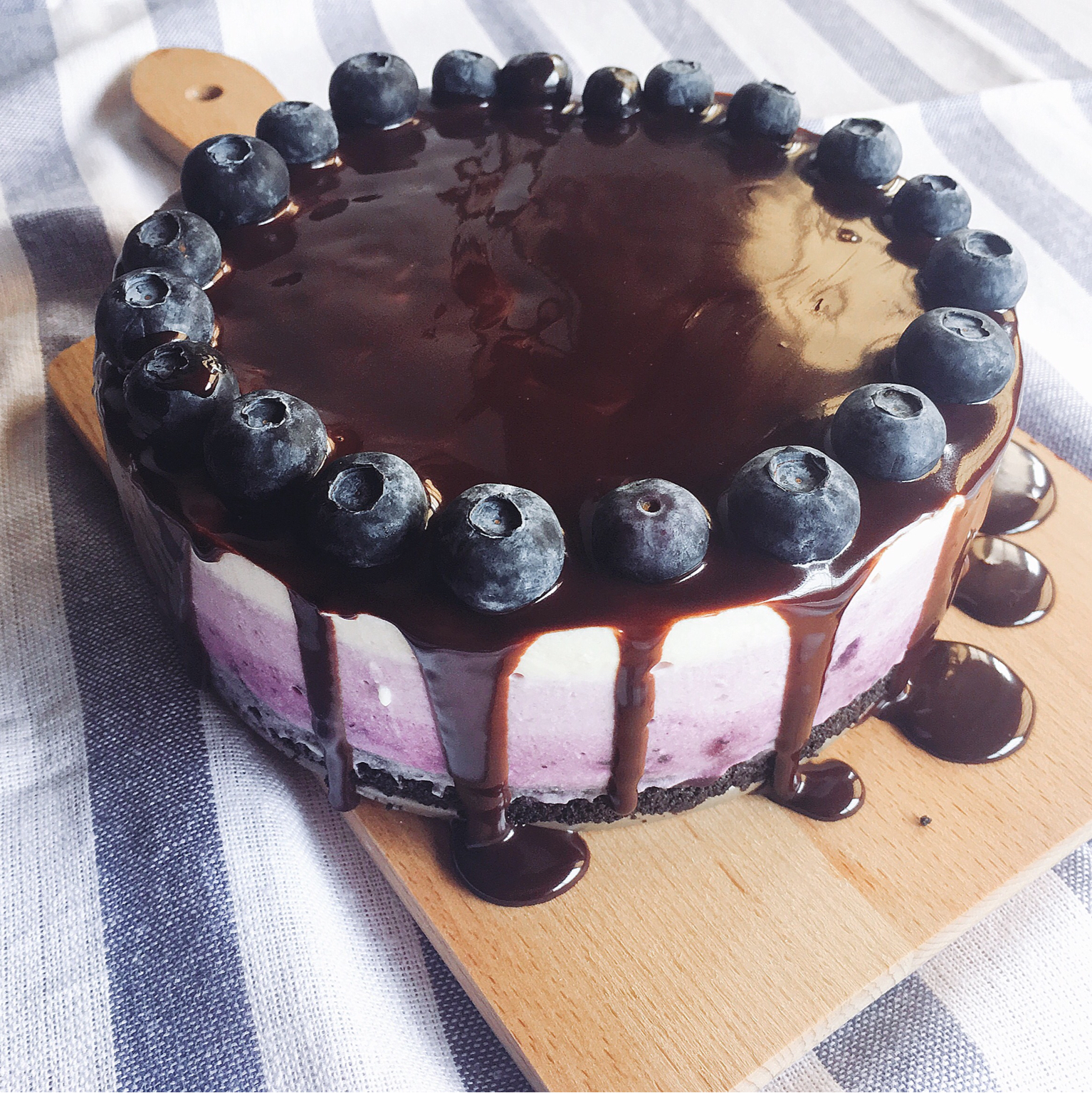渐变蓝莓冻芝士蛋糕（免烤）