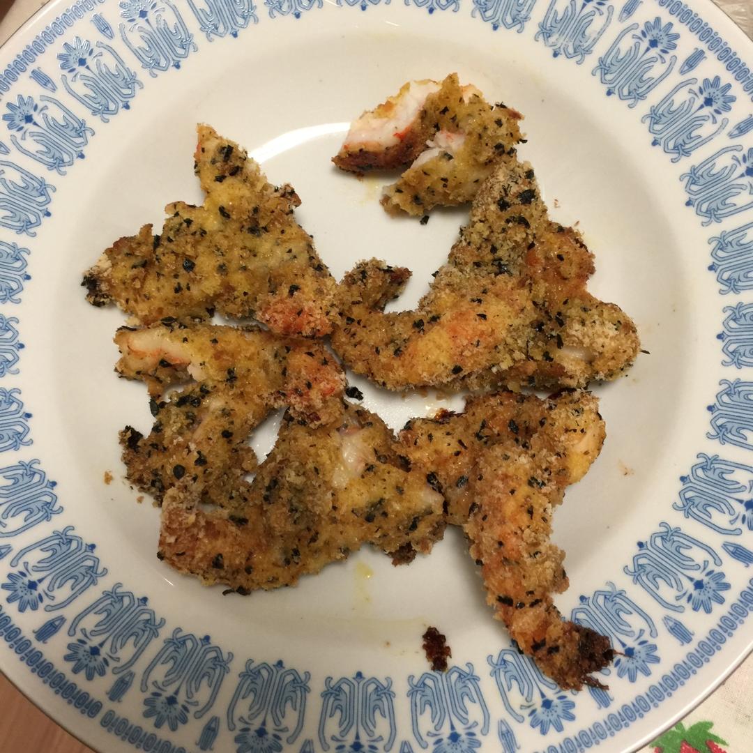 烤箱版少油面包糠烤虾