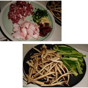 葱香干锅茶树菇的做法 步骤1