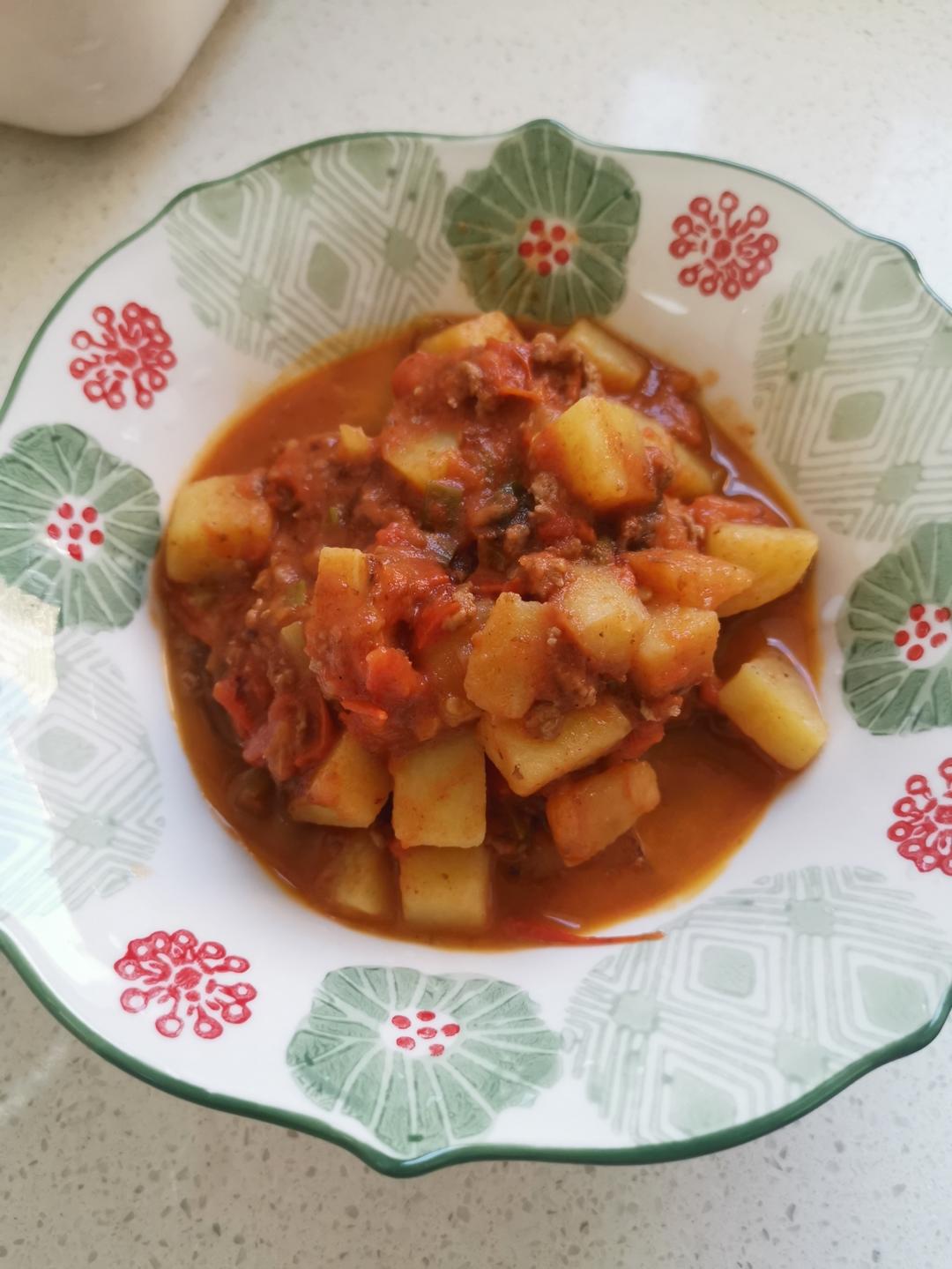 肉沫西红柿炖土豆