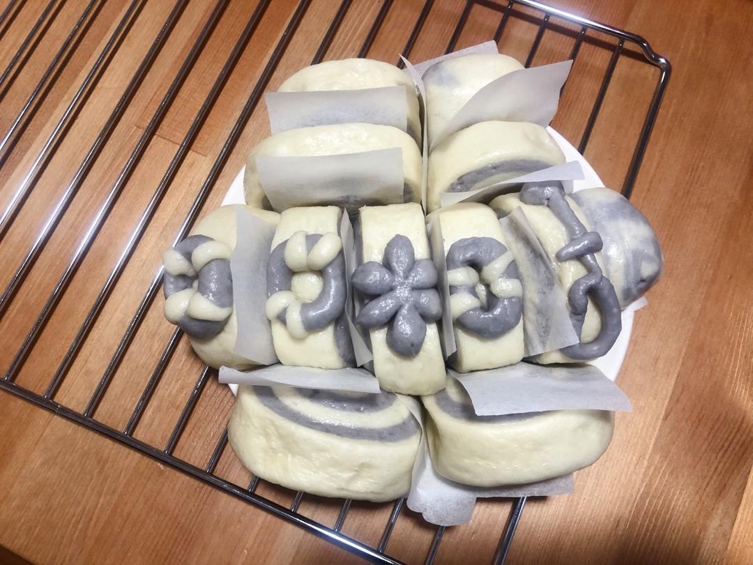 地中海风蝶豆花双色造型馒头卷