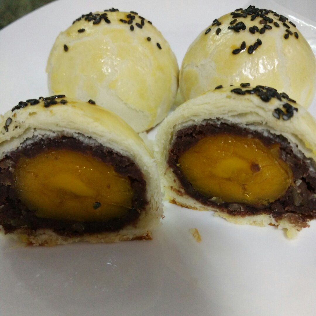 蛋黄酥~紫薯、抹茶、原味~花好月圆，中秋快乐~内附一次做六色蛋黄酥方法~