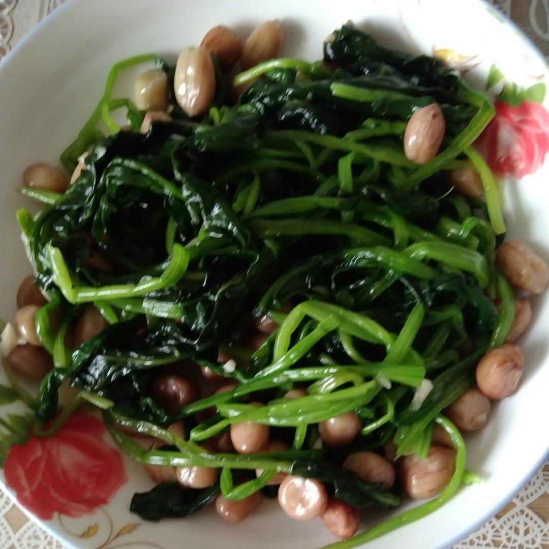 凉拌菠菜花生米