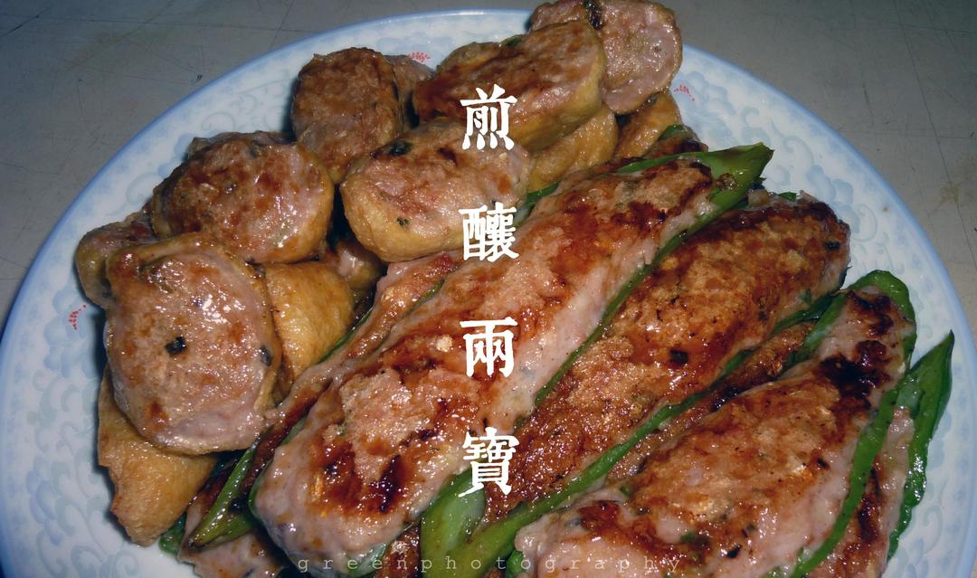 煎酿两宝（青椒+油豆腐组合）