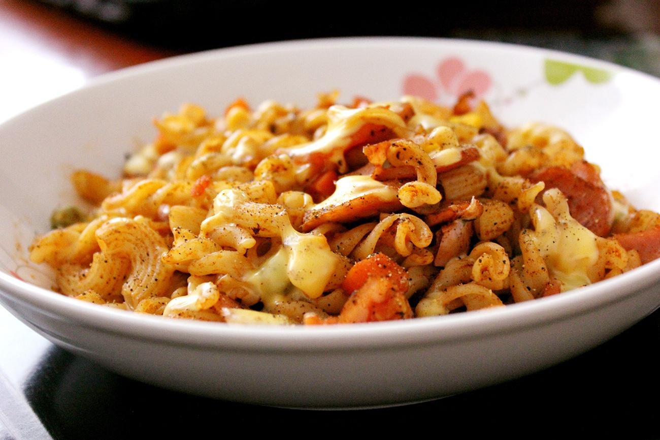 茄汁培根焗贝壳粉