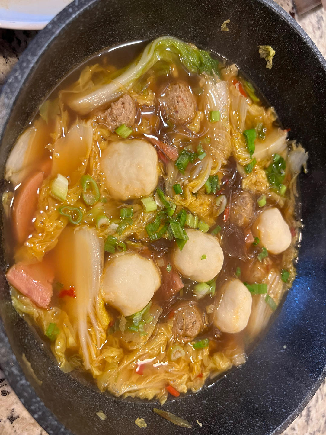 娃娃菜粉丝煲，低卡又鲜美